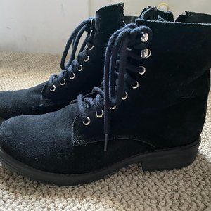 Steve Madden Bobbi Leather Suede Combat Boot Lace-Up